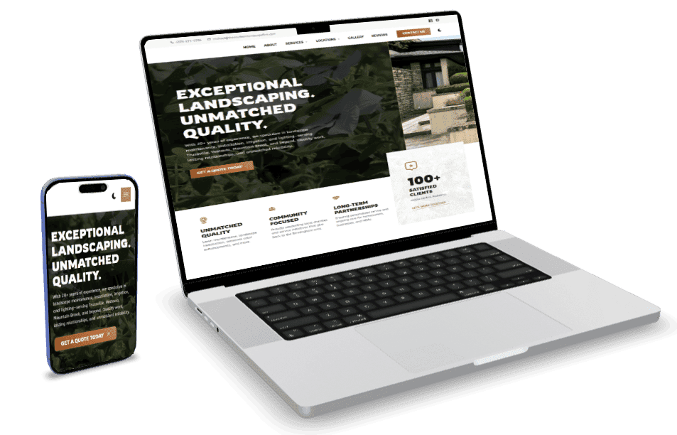 Responsive business website displayed on laptop